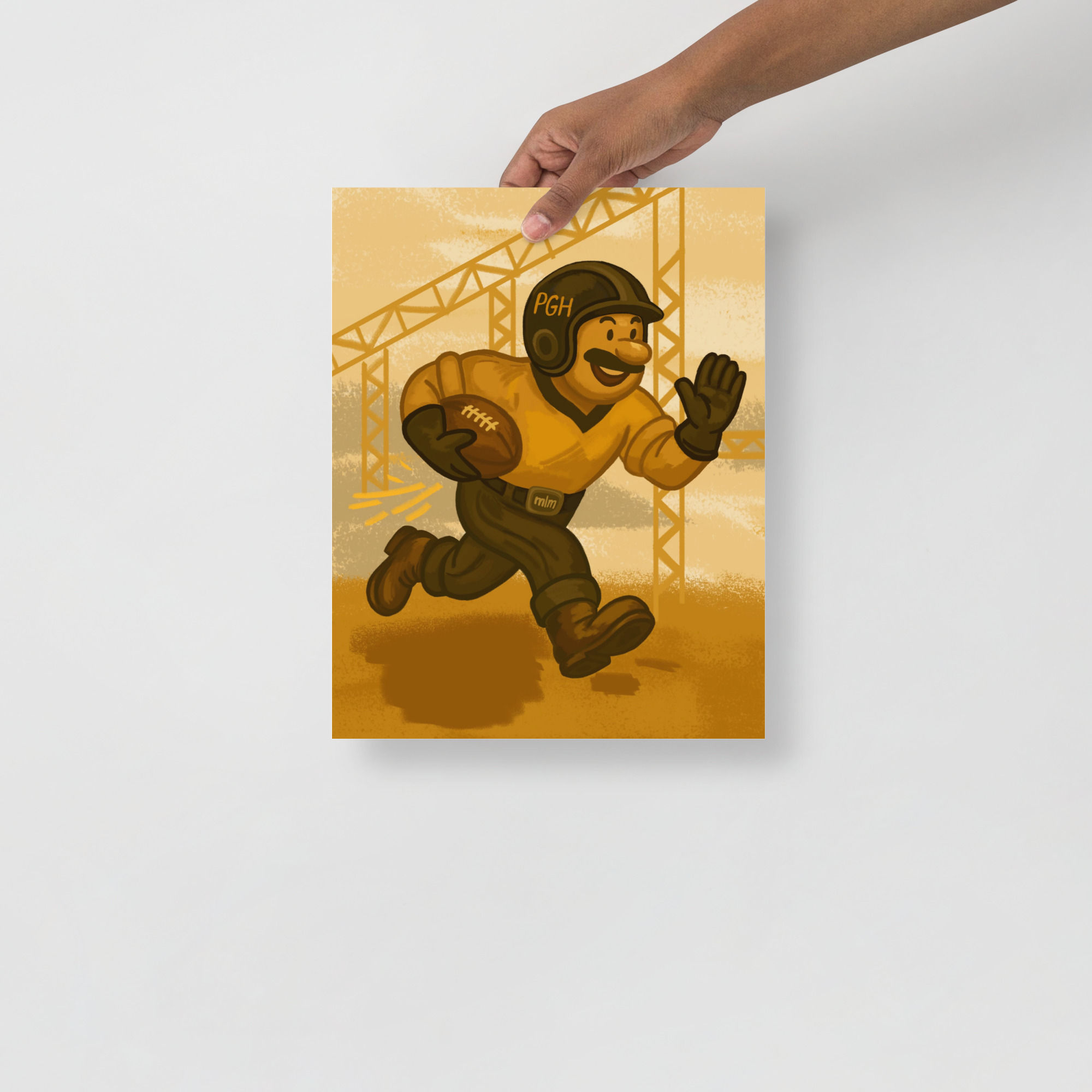 Steelworker on the Gridiron – Pittsburgh Football Art Poster