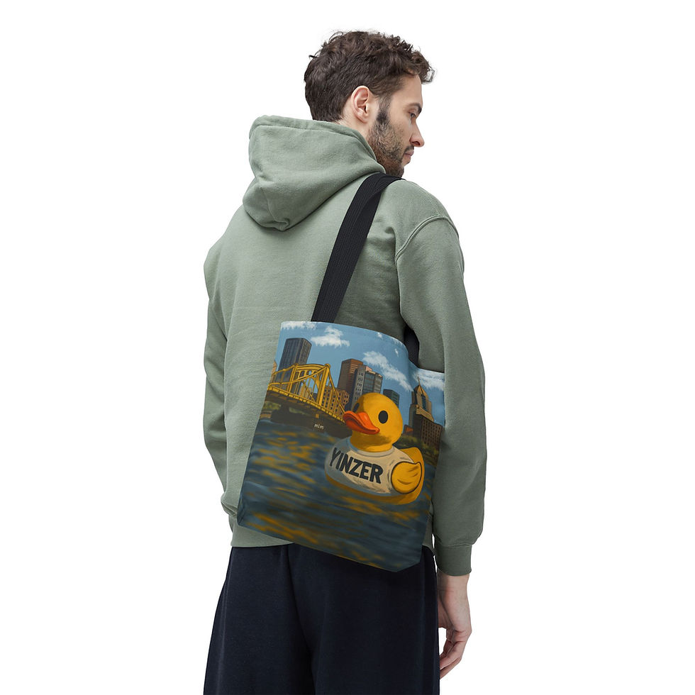 Thumbnail: Floatin’ in the Burgh | Art Tote Bag | Pittsburgh Duck Co.™ x Yinzer Duck™