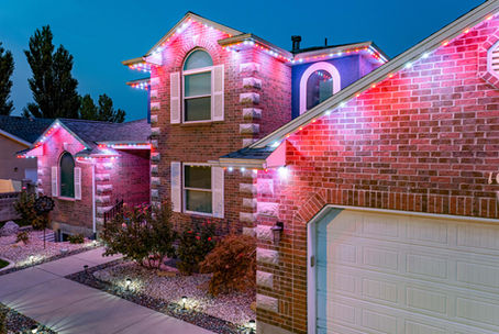Multicolored Trimlights on house