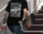i30N Graphic Tee black man holding skateboard climbing stair