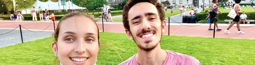 The Ivy Centre mentor and student together on a university campus