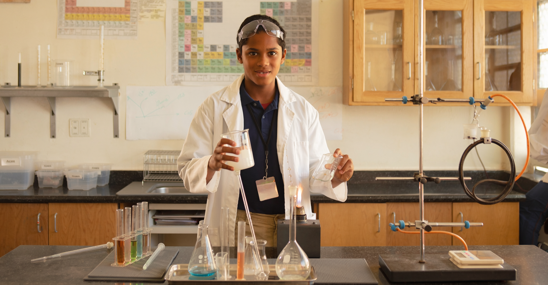 Student exploring university research
