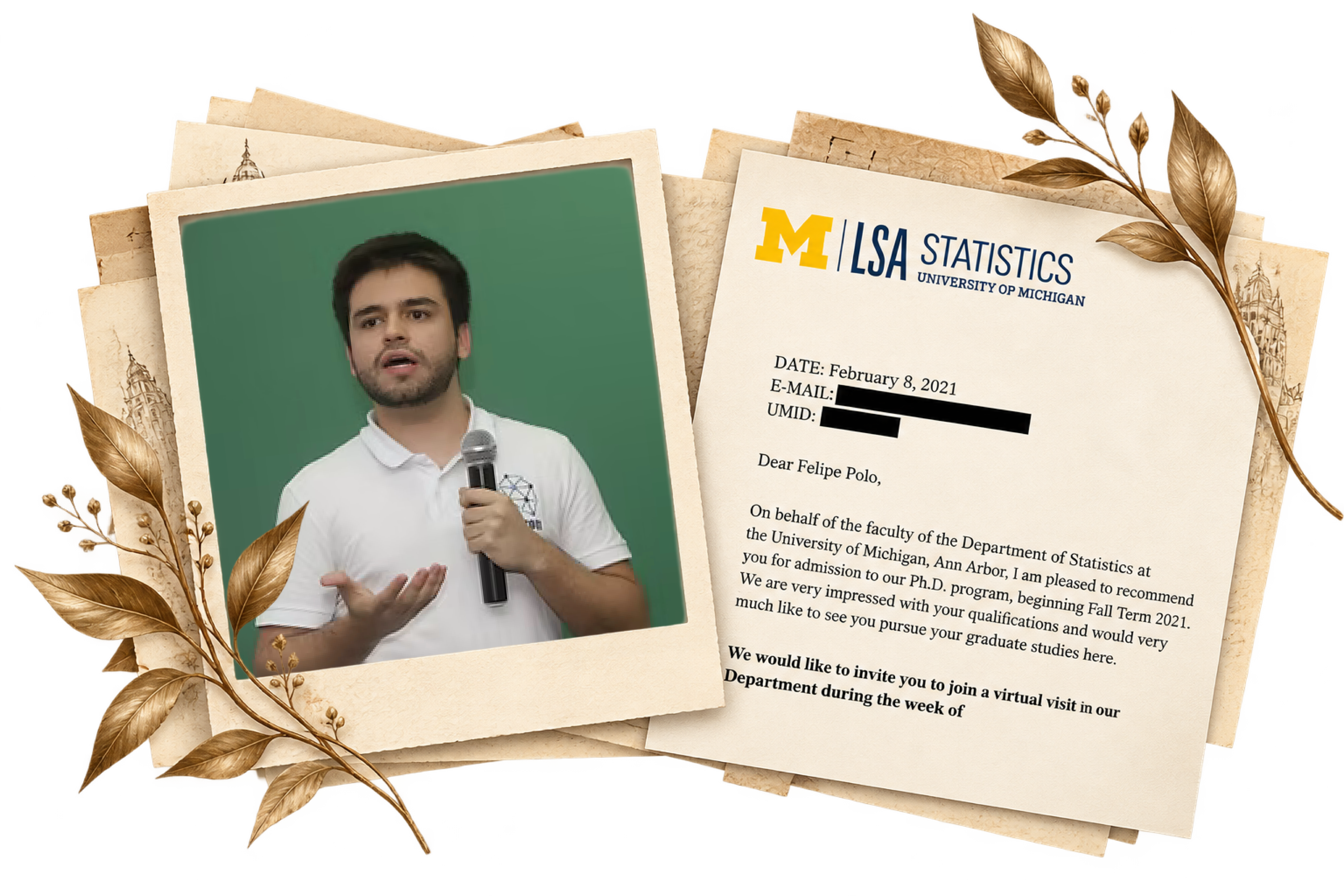 Felipe Polo and his university acceptance letter