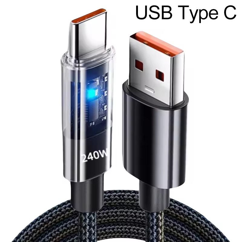 Miniatura: 240W Nylon USB Type C Super Fast Charging Cable For Samsung Xiaomi Huawei Honor 