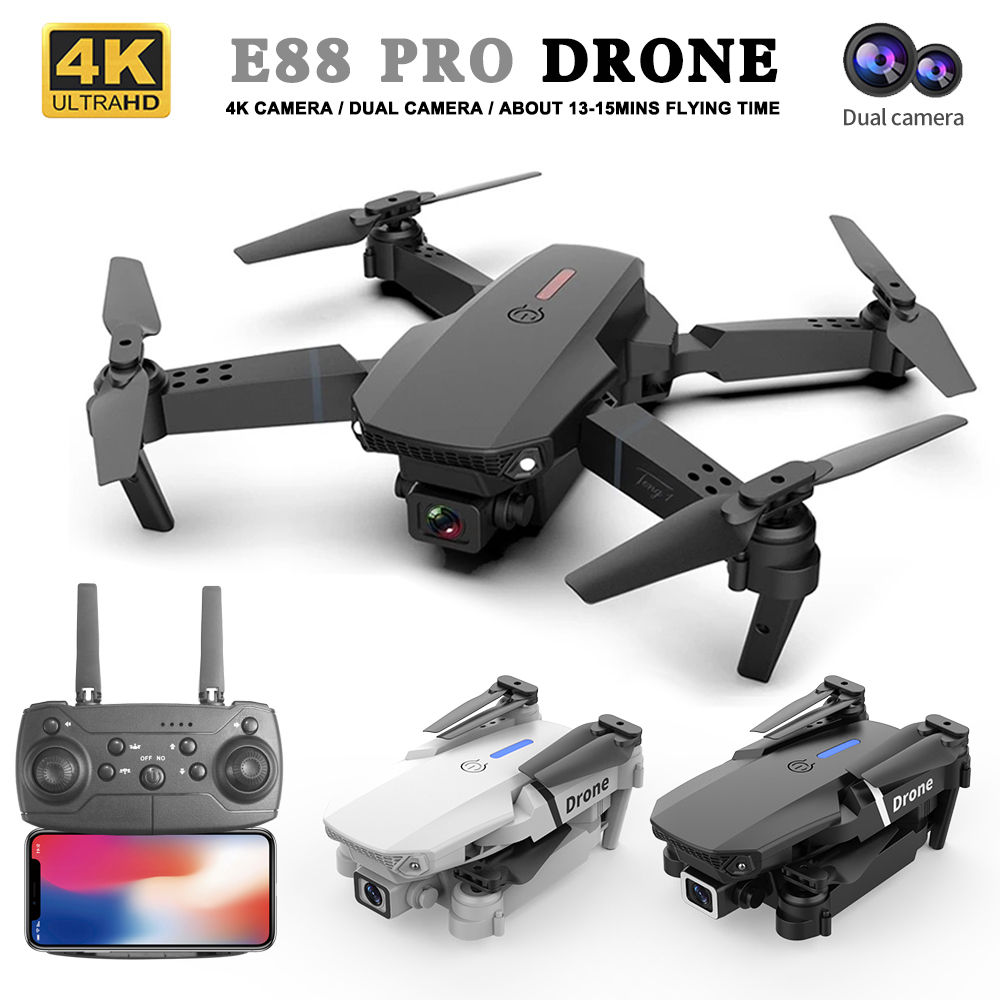 2026 Mini RC E88 Drone Foldable Quadcopter LED Hover Remote Control With Optical