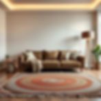 modern home interior with hand made carpet, sofa with cushions, lamp shade.jpg