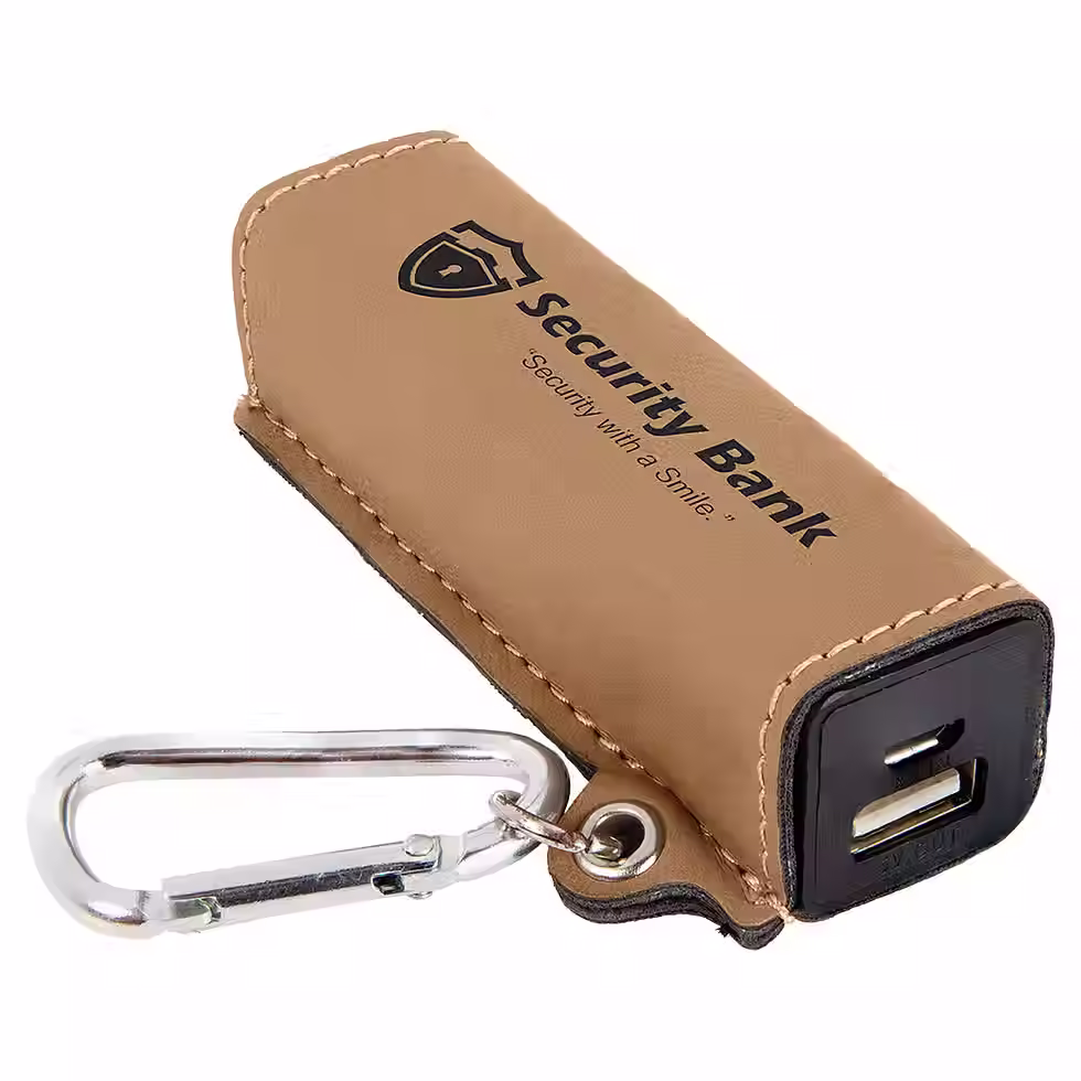 Thumbnail: Personalized Leatherette Power Bank, 2200mAh for Phone Charging