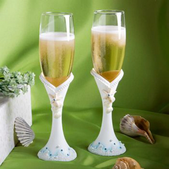 Blue Beach Toasting Glasses