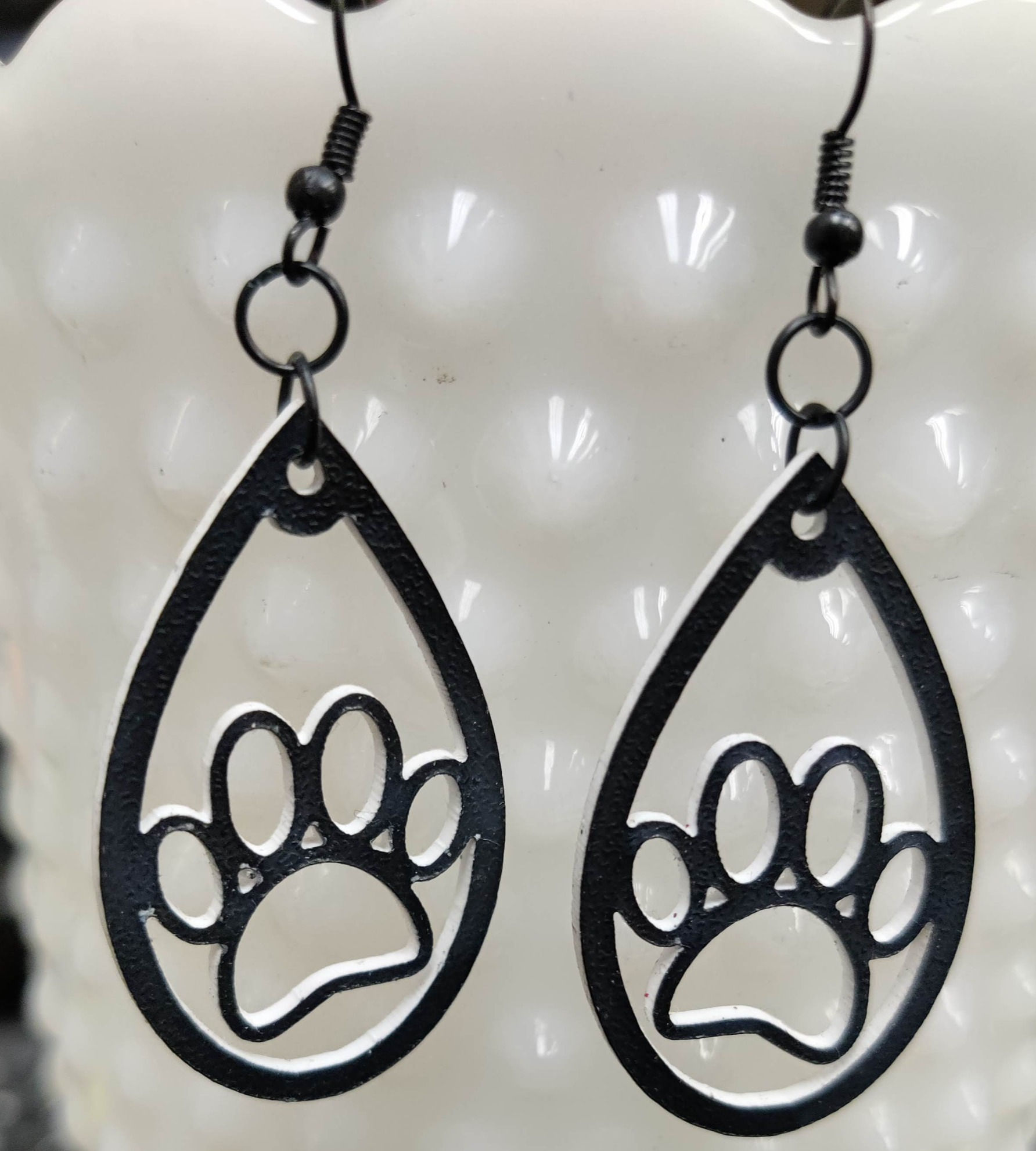 Black Acrylic Paw Earrings