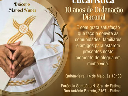 Gratidão e Vocação: Celebração de 10 anos de Ordenação Diaconal de Paulo Galende e Manoel Nunes