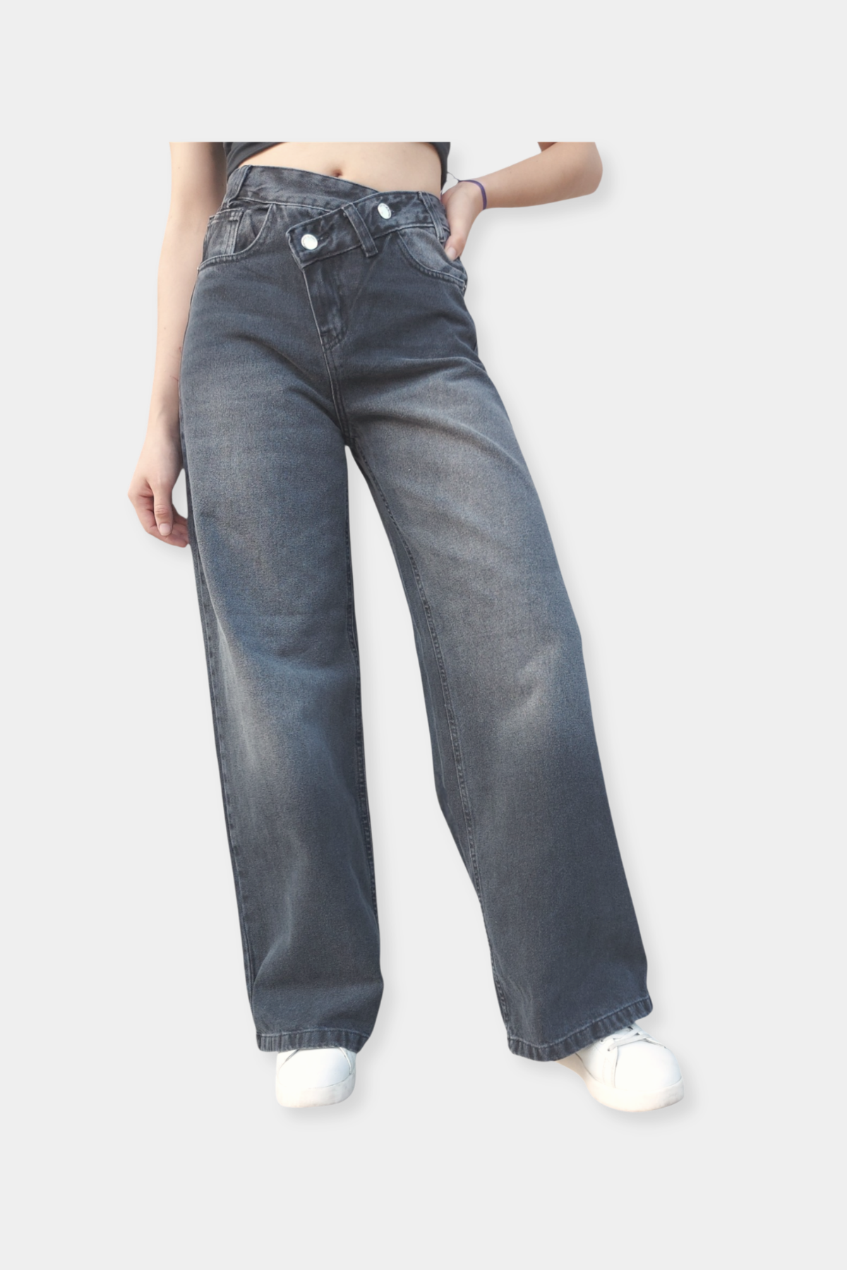 C1127 WIDE LEG NEGRO DOBLE BOTON OASIS (A)