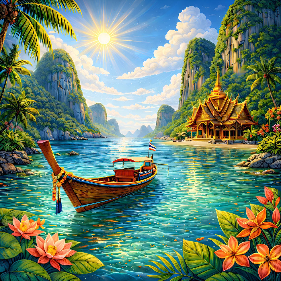 Island Temple aluminium dibond wall art 60x60 cm metal print