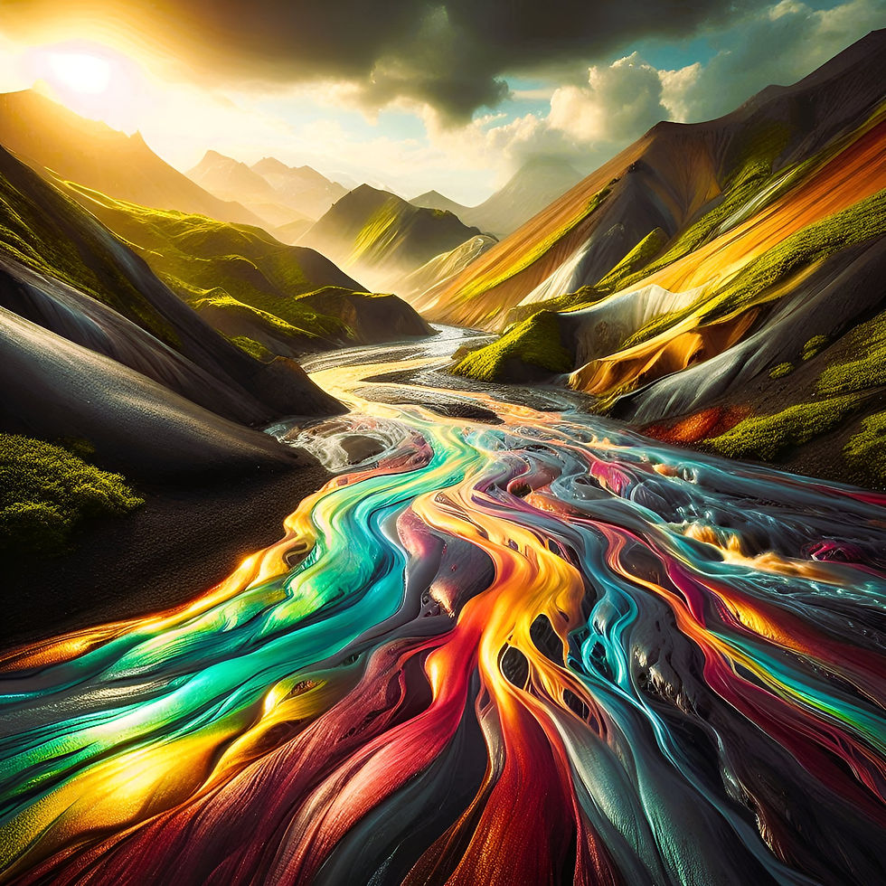 Chromatic Valley aluminium dibond wall art 60x60 cm metal print