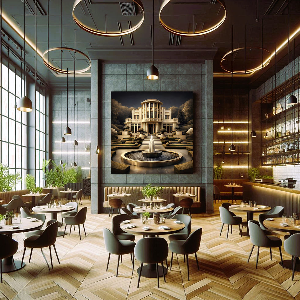 Thumbnail: Golden Pavilion statement wall art contemporary restaurant interior