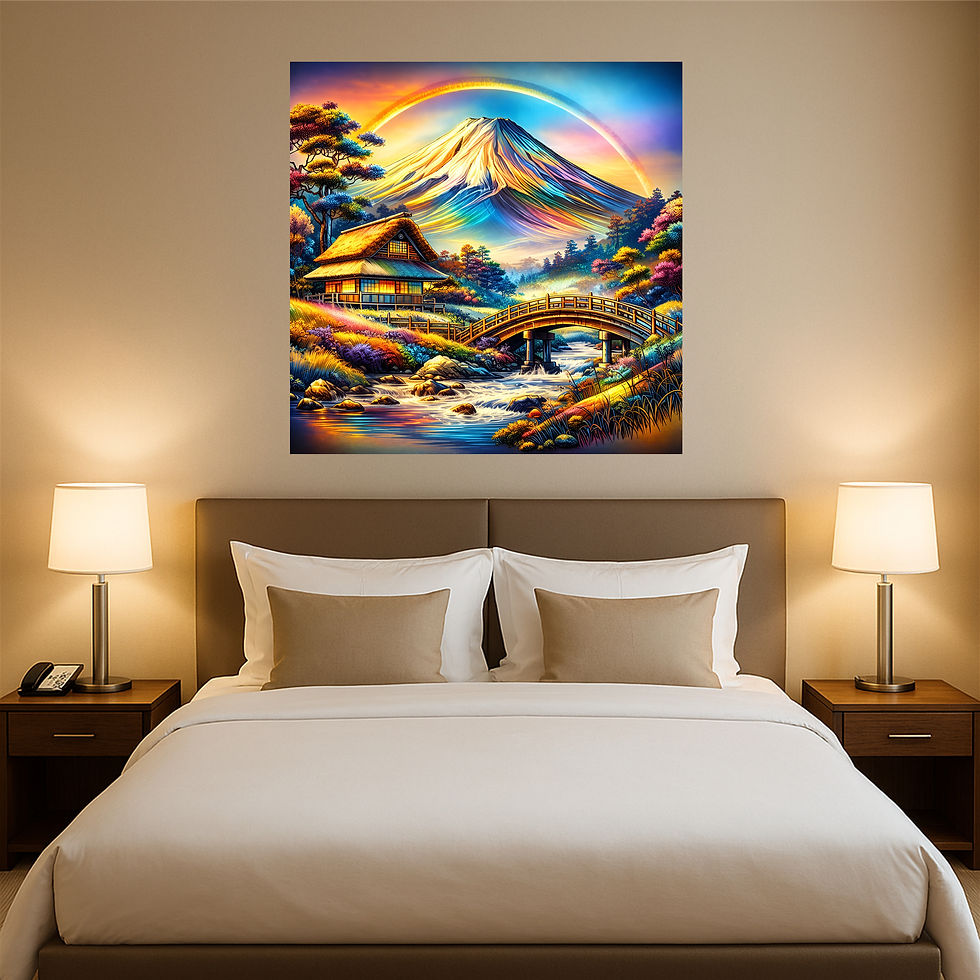Thumbnail: Rainbow Fuji aluminium wall art luxury hotel interior