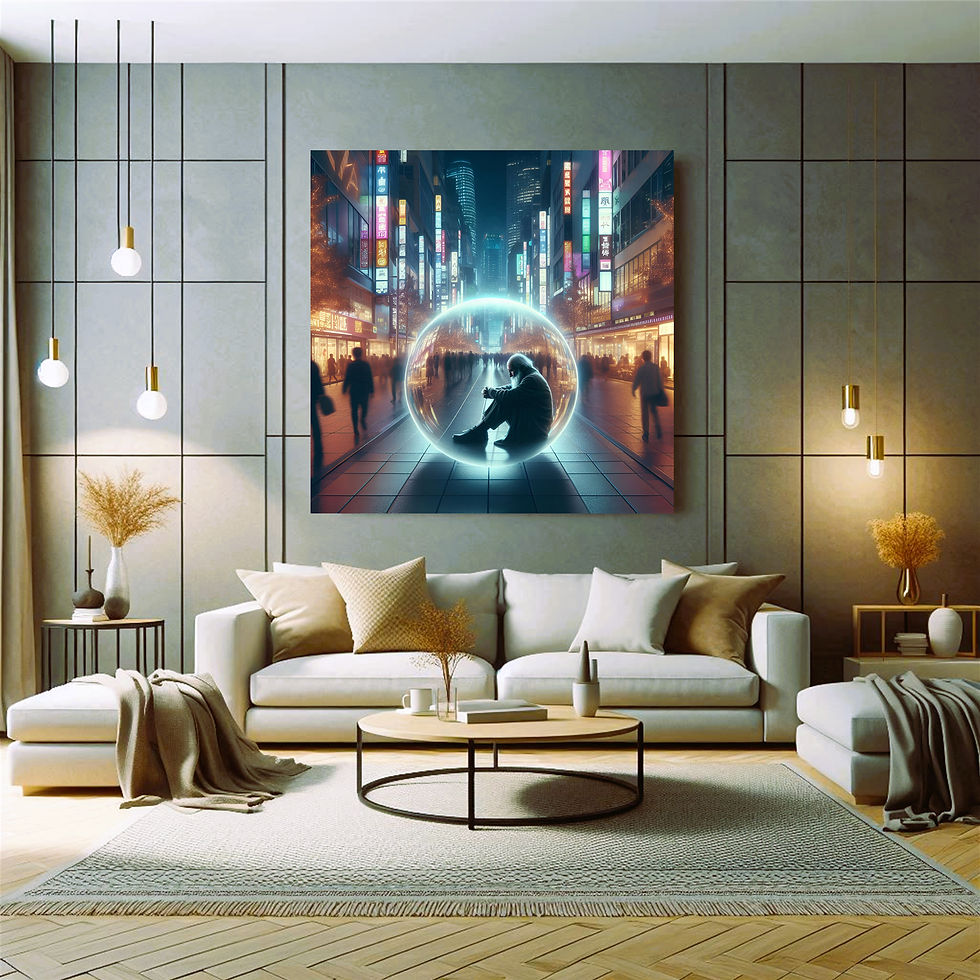 Thumbnail: Urban Isolation metal wall art modern living room interior