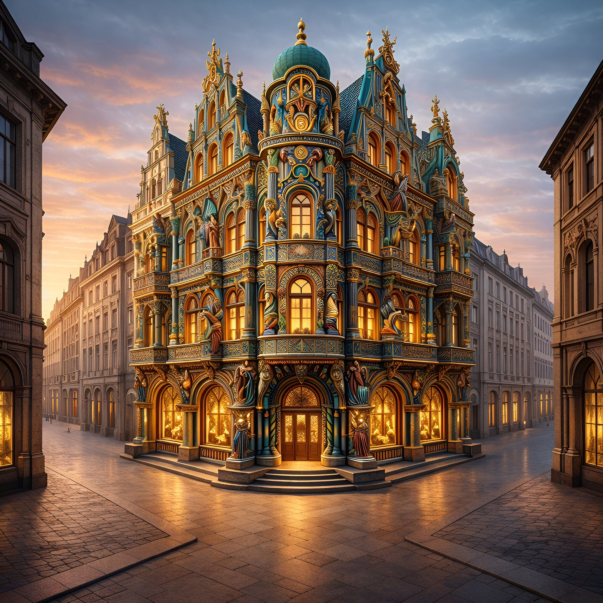 Opulent Facade aluminium dibond wall art 60x60 cm metal print