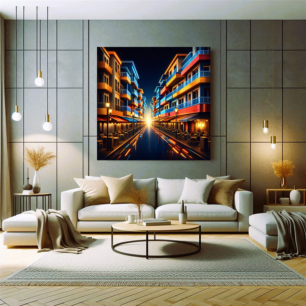 Thumbnail: Neon Avenue metal wall art modern living room interior
