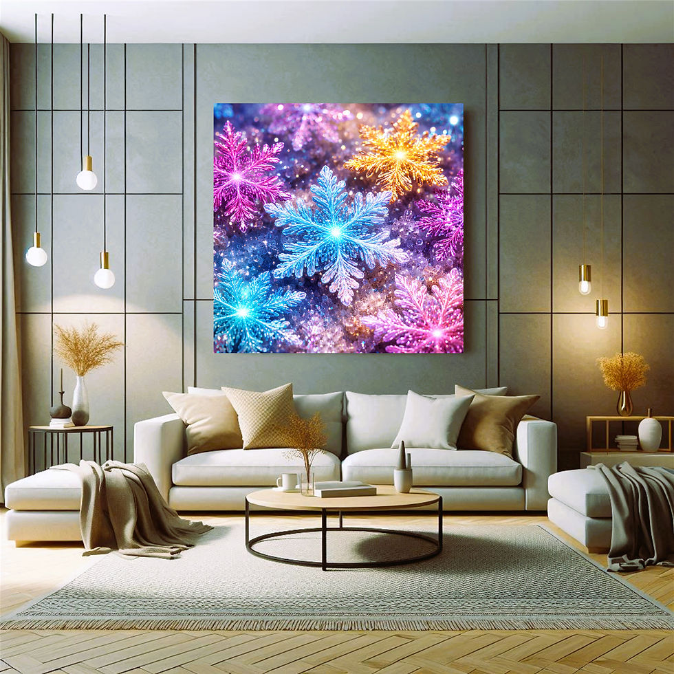 Thumbnail: Prism Frost metal wall art modern living room interior