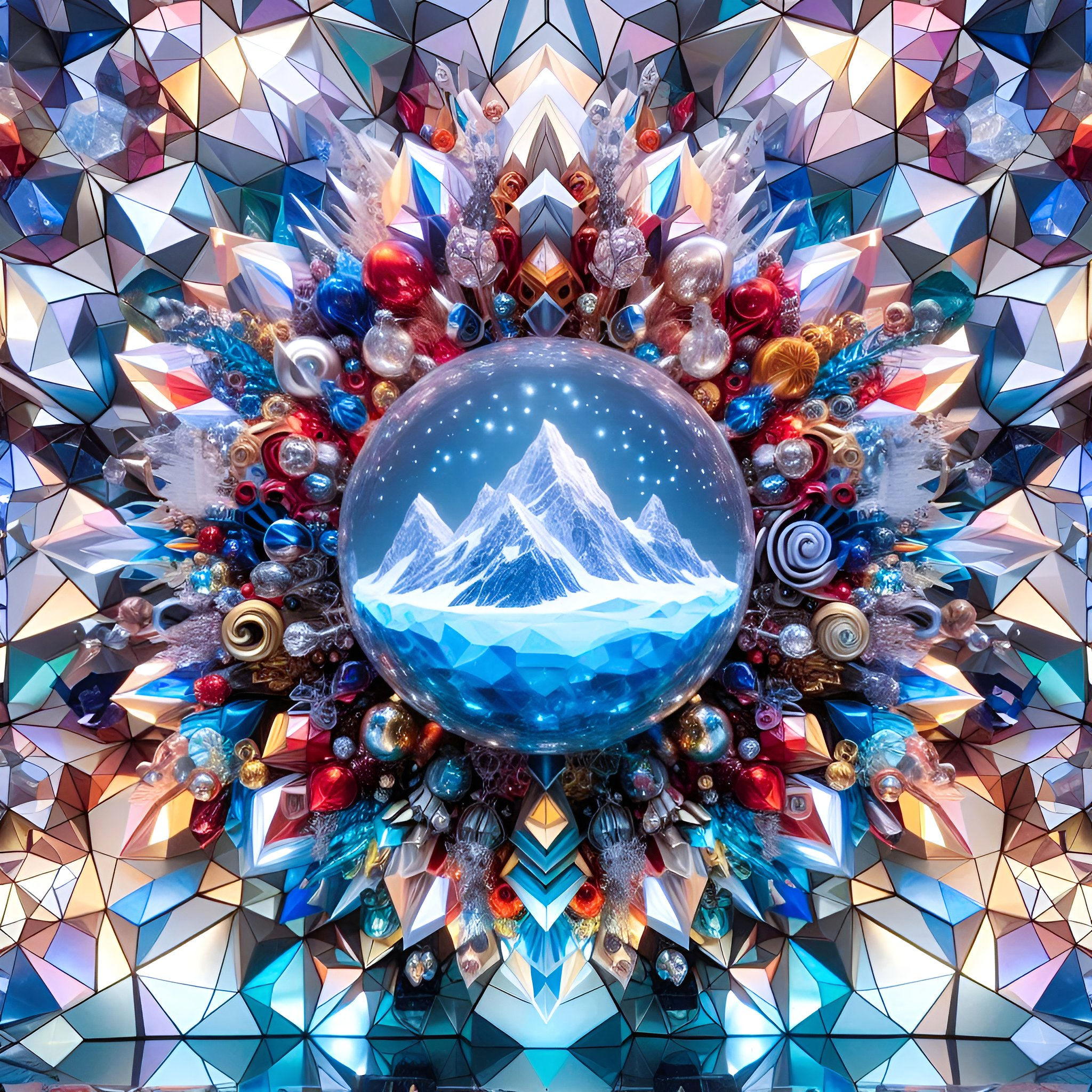 Crystal Summit aluminium dibond wall art 60x60 cm metal print