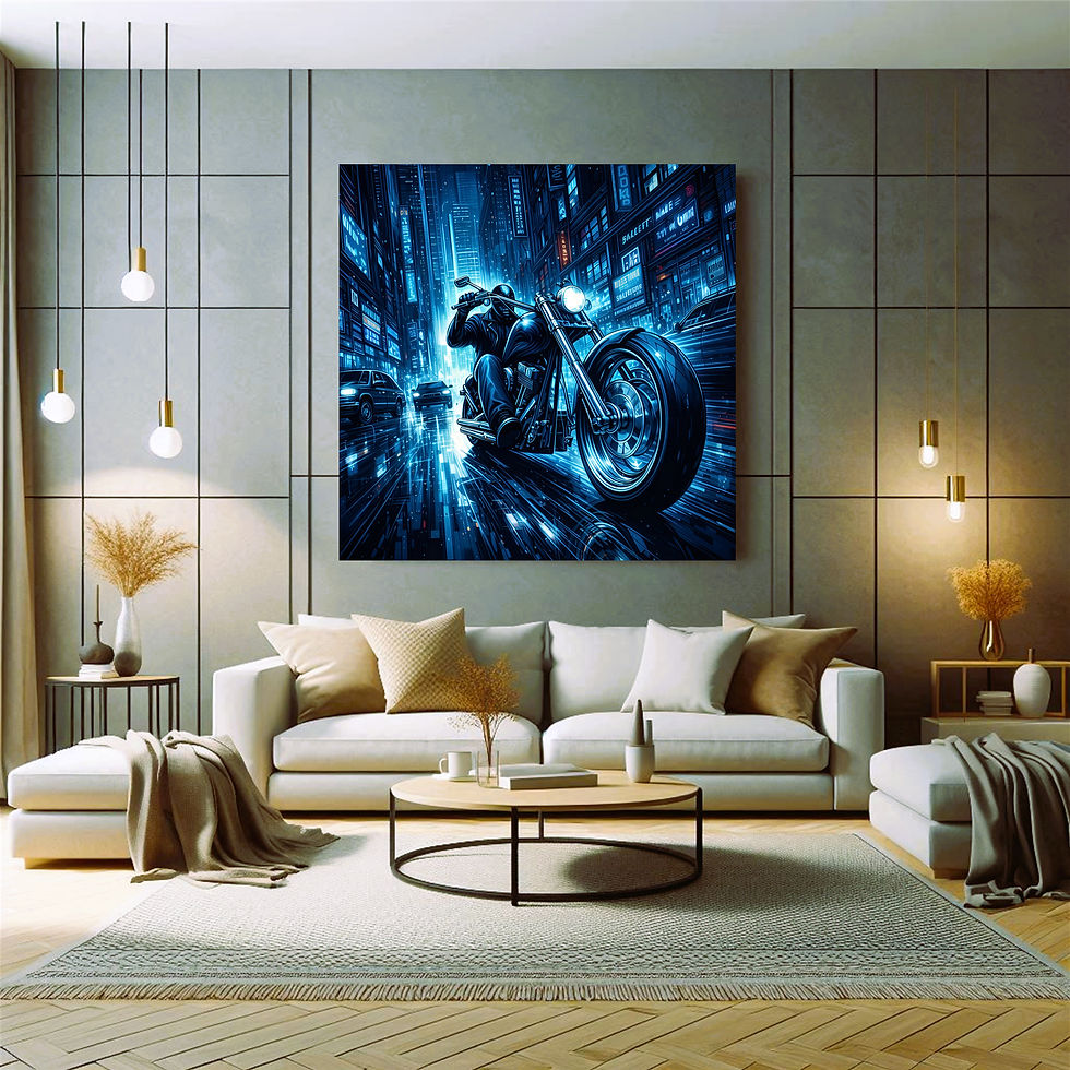 Thumbnail: Midnight Rider metal wall art modern living room interior