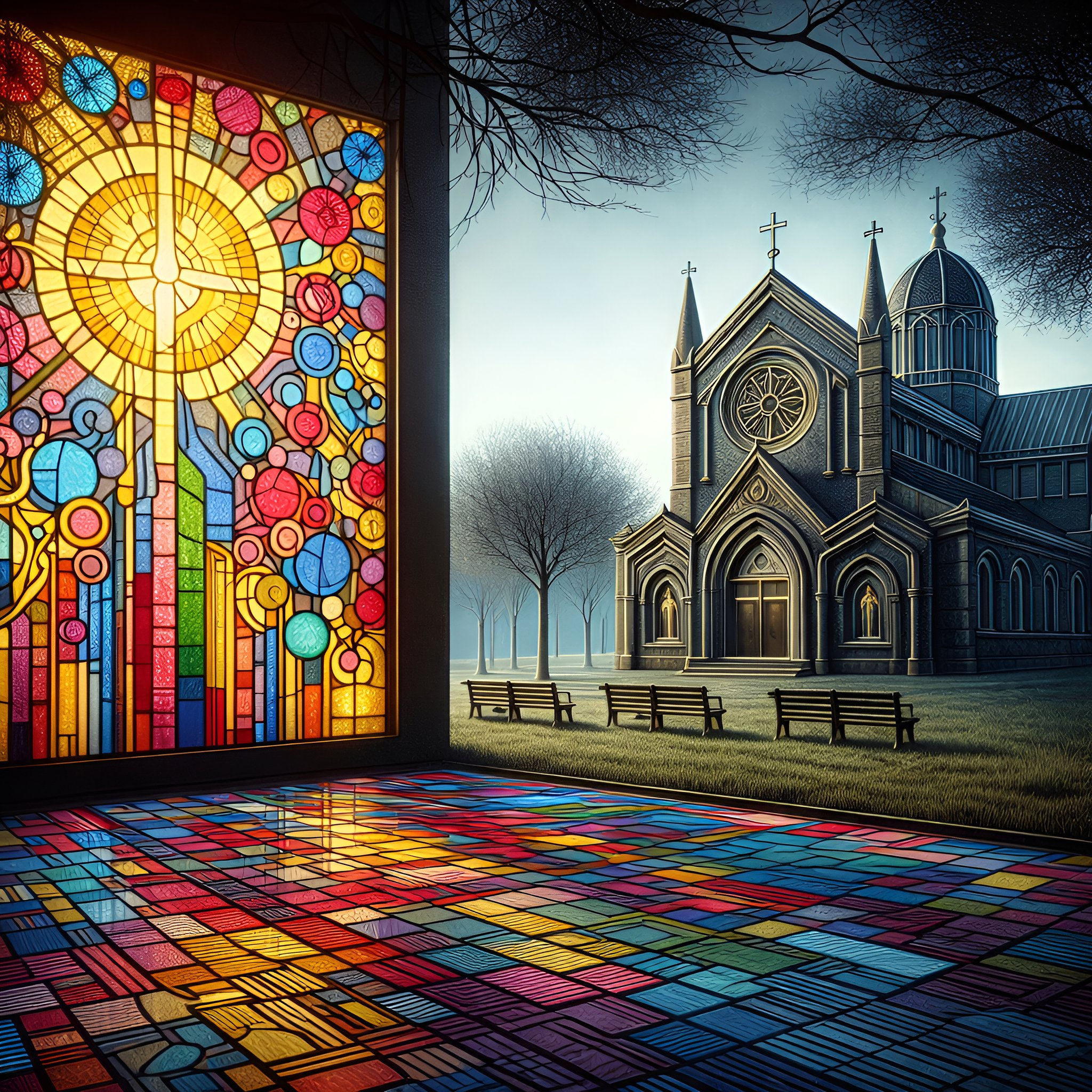 Radiant Chapel aluminium dibond wall art 60x60 cm metal print