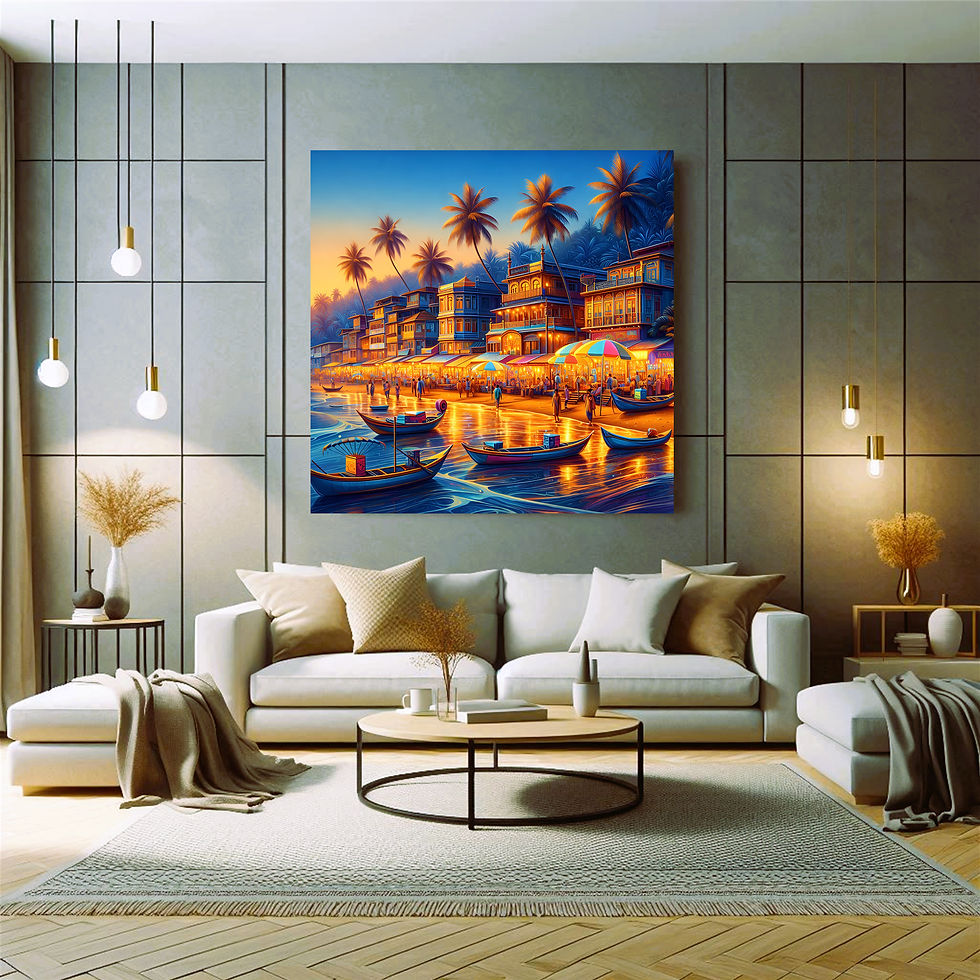 Thumbnail: Tropical Evening Market Shore Metal Wall Art | Arven Studio