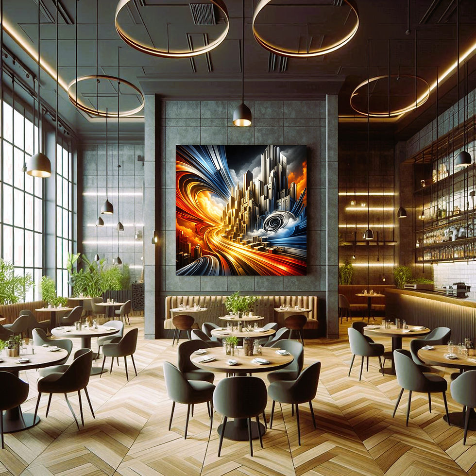 Thumbnail: Velocity City statement wall art contemporary restaurant interior