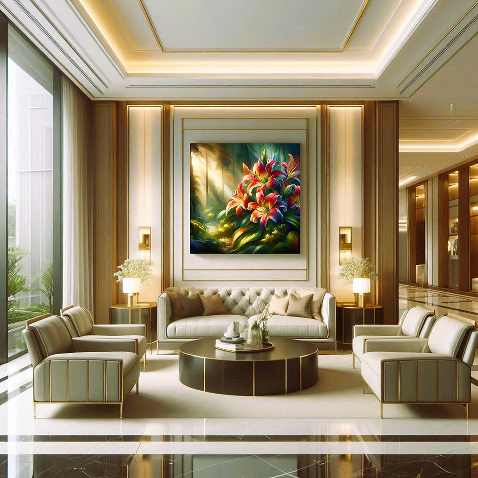 Thumbnail: Sunlit Forest Lily Cluster Metal Wall Art | Arven Studio