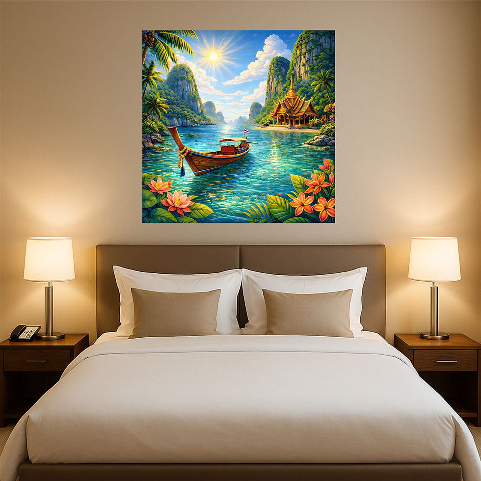 Thumbnail: Island Temple aluminium wall art luxury hotel interior