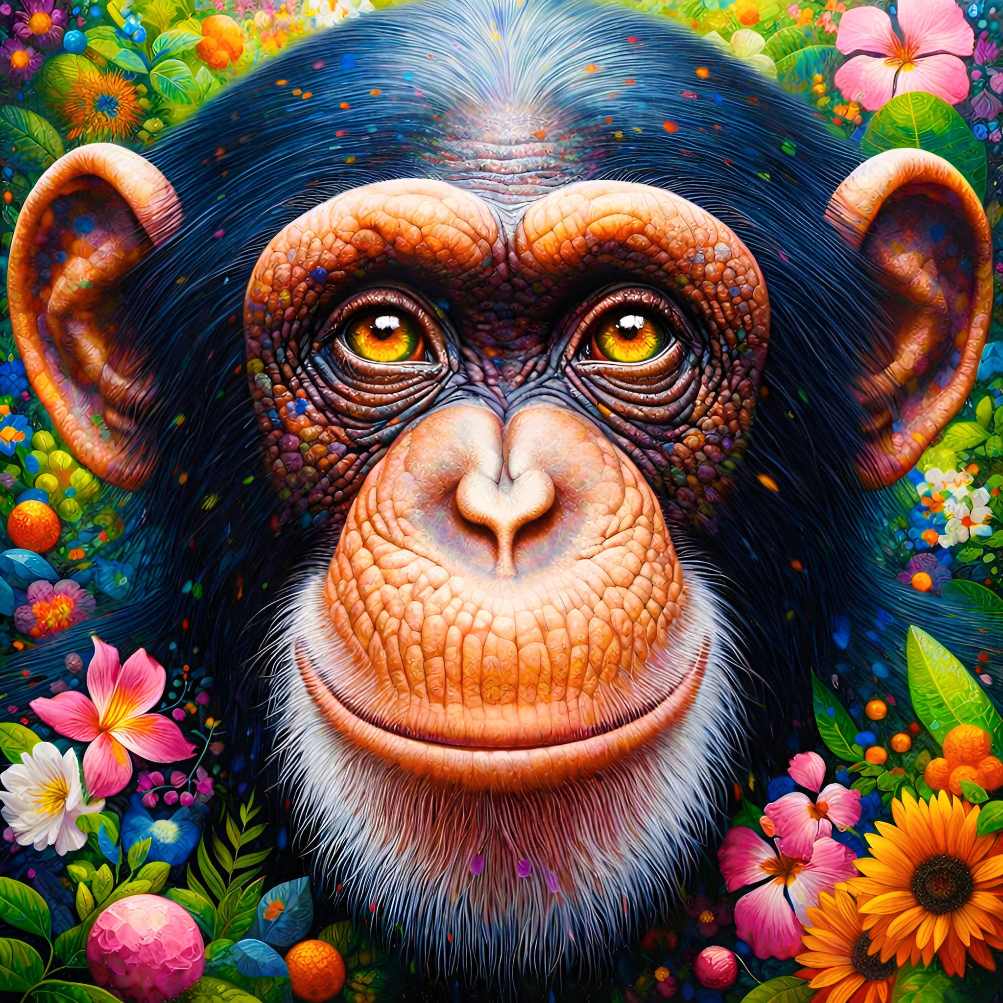 Floral Chimp Metal Wall Art | Arven Studio