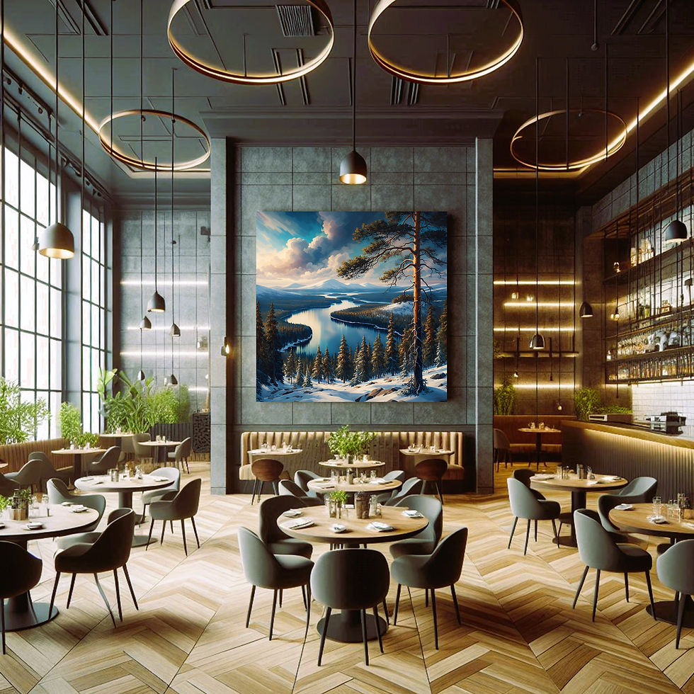 Thumbnail: Northern Waters statement wall art contemporary restaurant interior