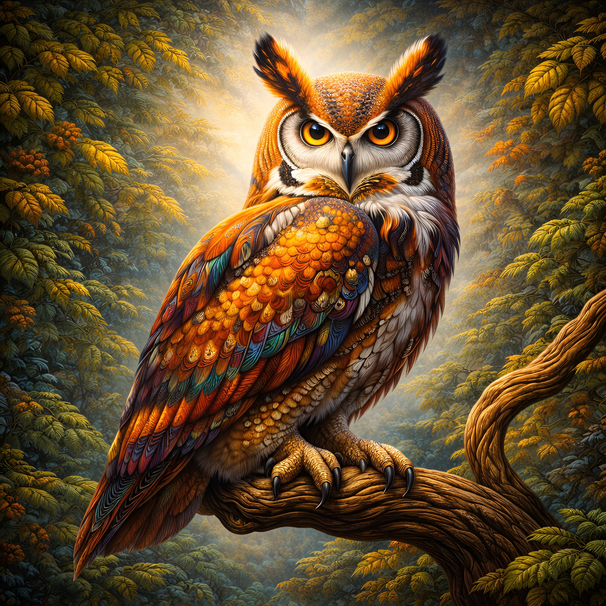 Autumn Owl Watch Metal Wall Art | Arven Studio