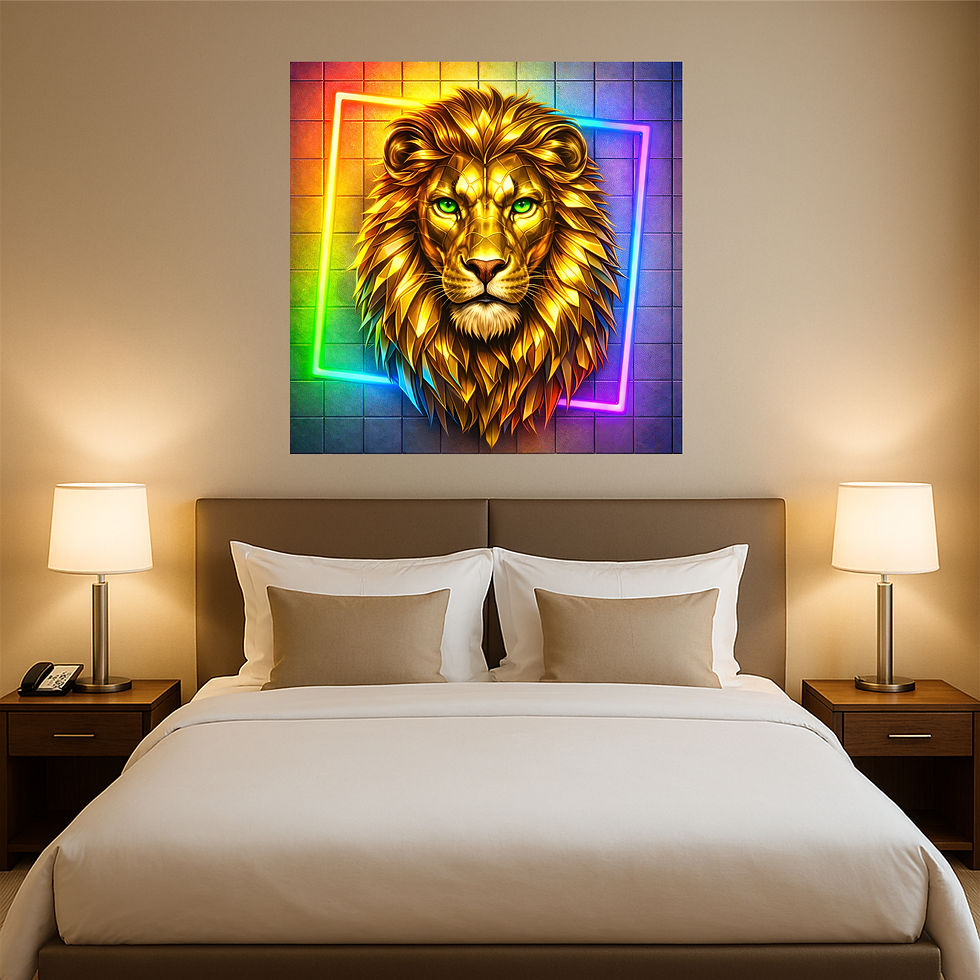 Thumbnail: Neon Monarch aluminium wall art luxury hotel interior