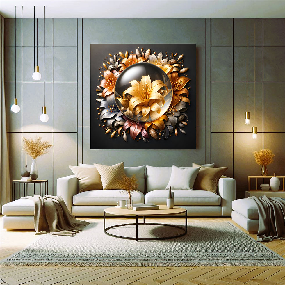 Thumbnail: Golden Floral Sphere Composition Metal Wall Art | Arven Studio