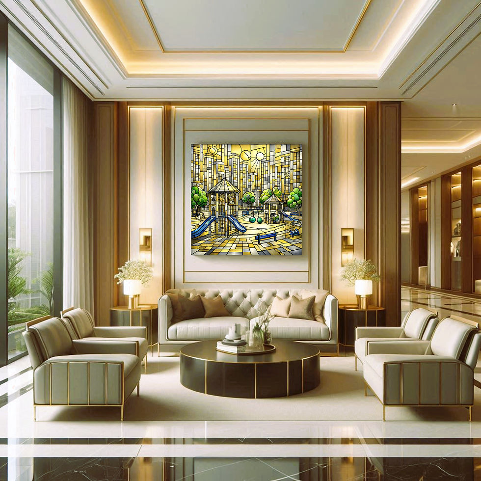 Thumbnail: Golden City Mosaic Metal Wall Art | Arven Studio