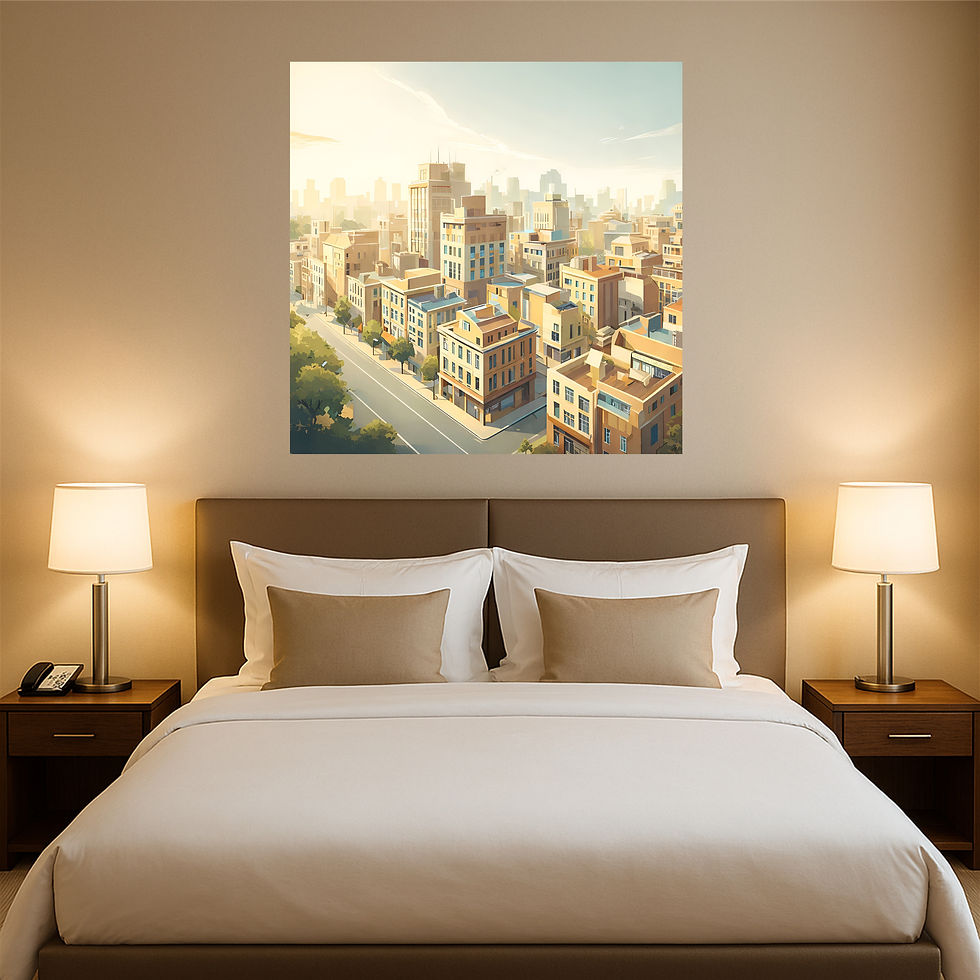 Thumbnail: Sunlit City Blocks Metal Wall Art | Arven Studio