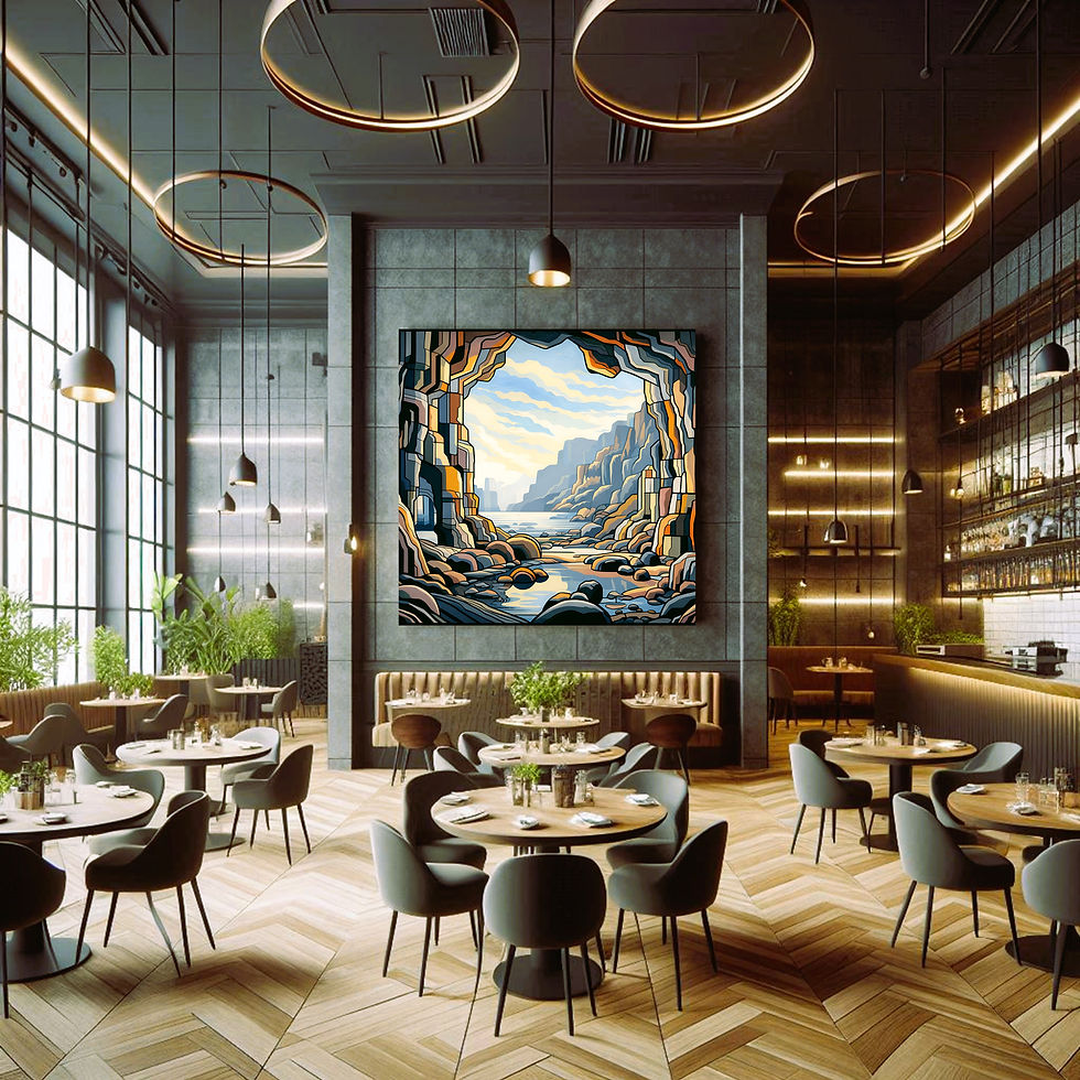 Thumbnail: Stone Horizon statement wall art contemporary restaurant interior