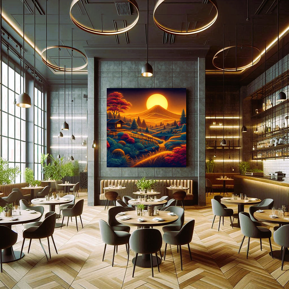 Thumbnail: Golden Horizon statement wall art contemporary restaurant interior