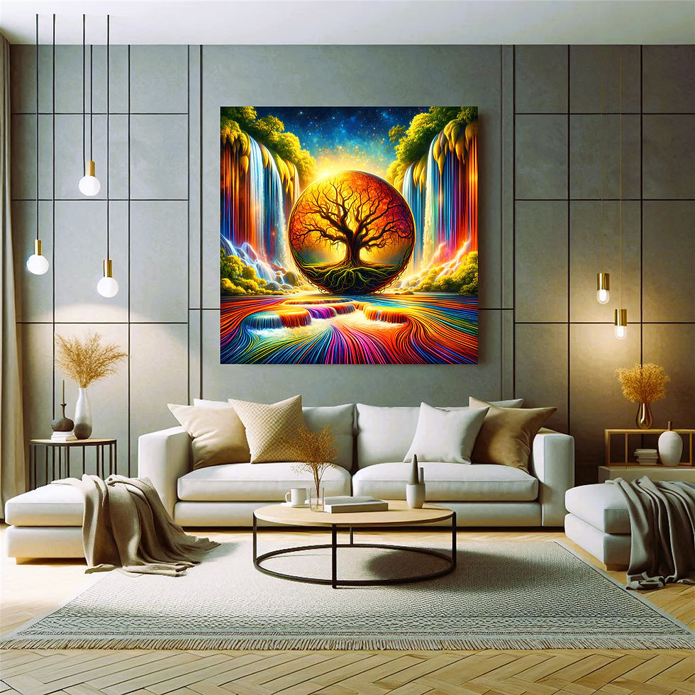 Thumbnail: Celestial Roots metal wall art modern living room interior