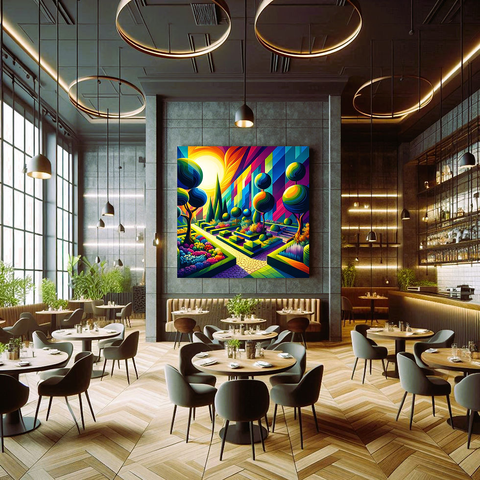 Thumbnail: Chromatic Garden statement wall art contemporary restaurant interior