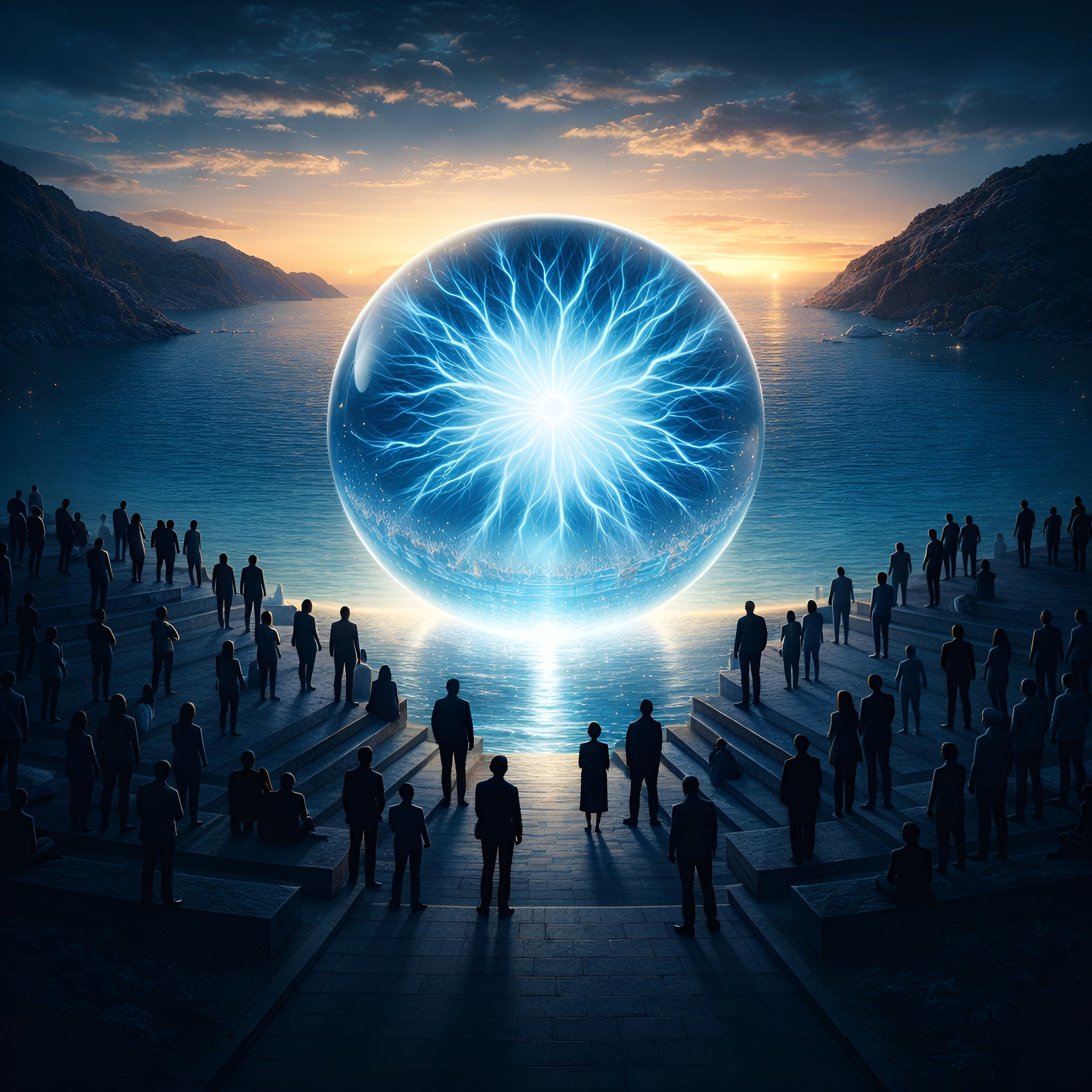 Electric Horizon aluminium dibond wall art 60x60 cm metal print