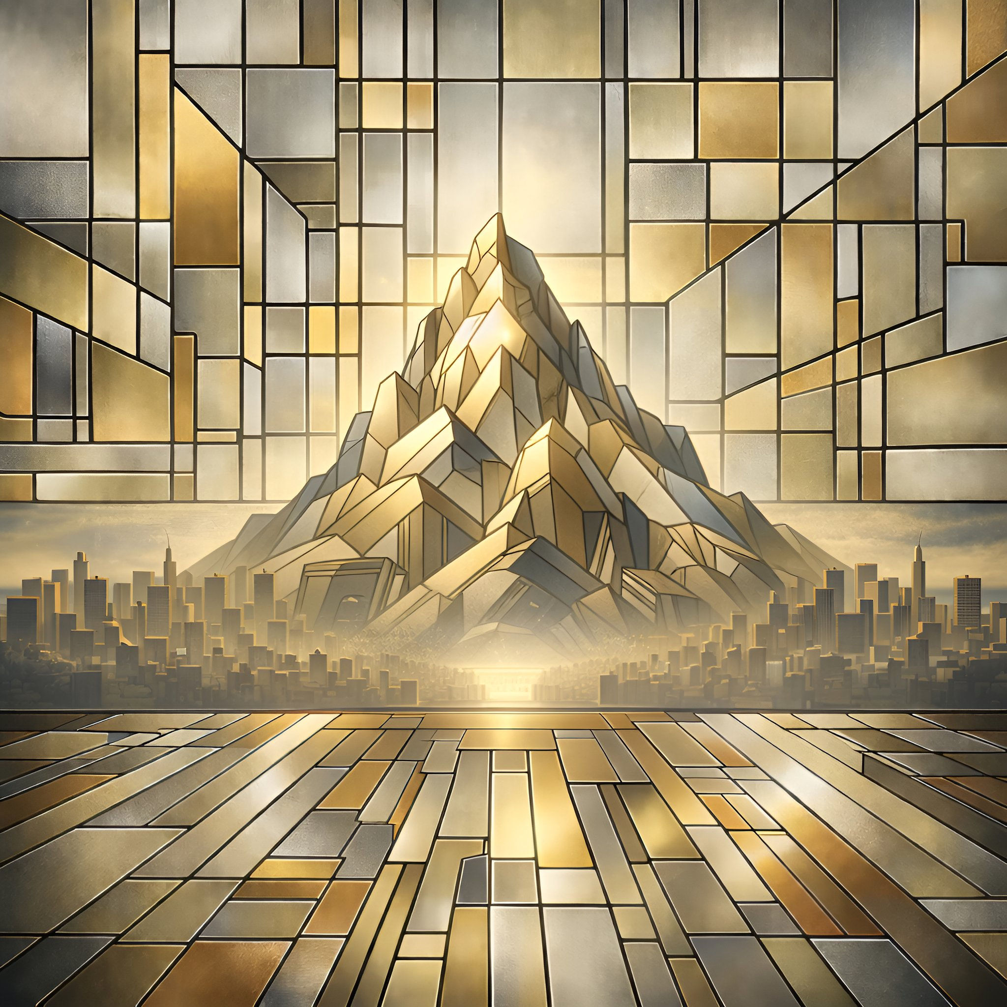 Geometric Summit aluminium dibond wall art 60x60 cm metal print