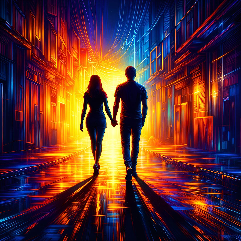 Neon Passage aluminium dibond wall art 60x60 cm metal print