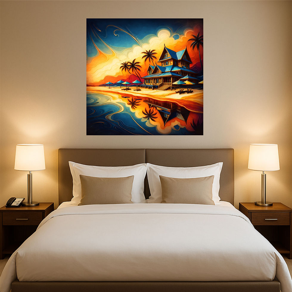 Thumbnail: Sunset Retreat aluminium wall art luxury hotel interior
