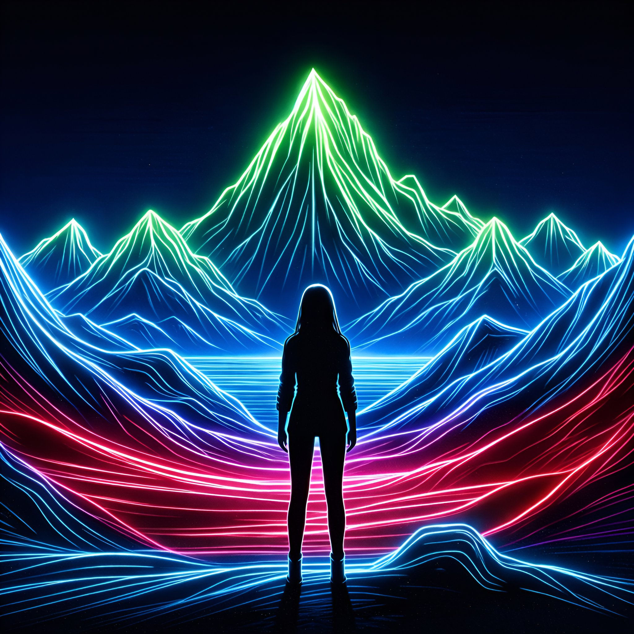 Neon Summit aluminium dibond wall art 60x60 cm metal print