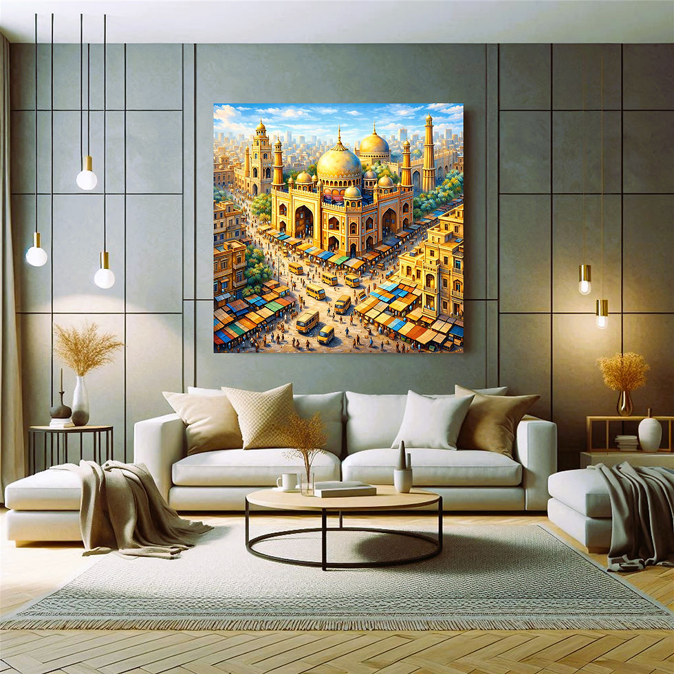Thumbnail: Golden Dome Market City Scene Metal Wall Art | Arven Studio