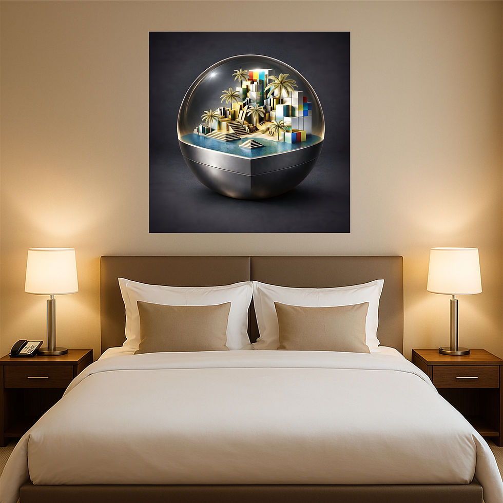 Thumbnail: Palm Diorama Sphere aluminium wall art luxury hotel interior