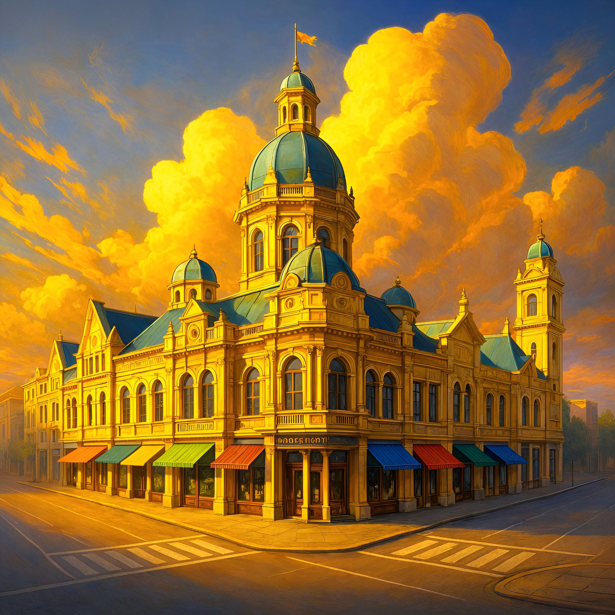 Golden Corner aluminium dibond wall art 60x60 cm metal print