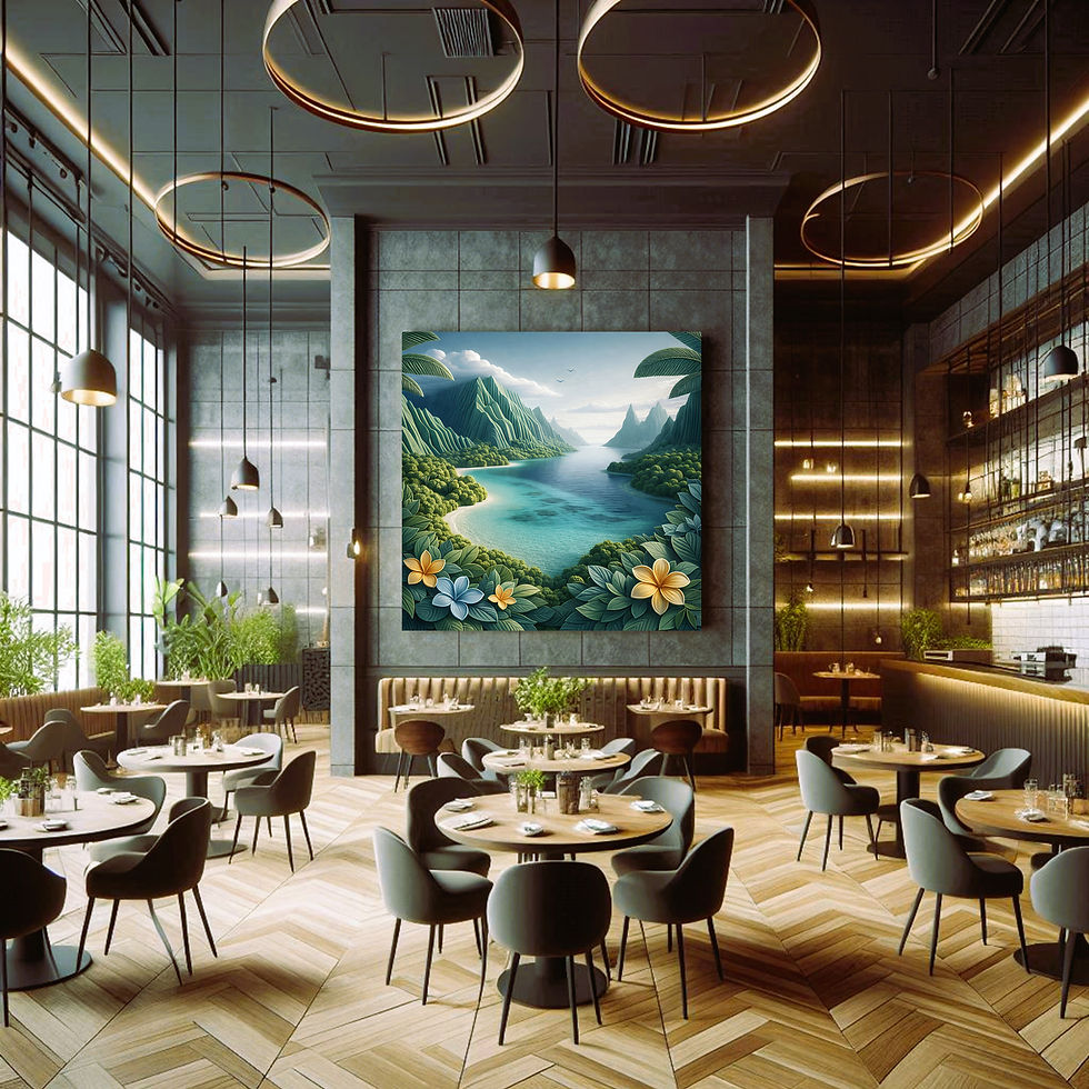 Thumbnail: Emerald Lagoon statement wall art contemporary restaurant interior